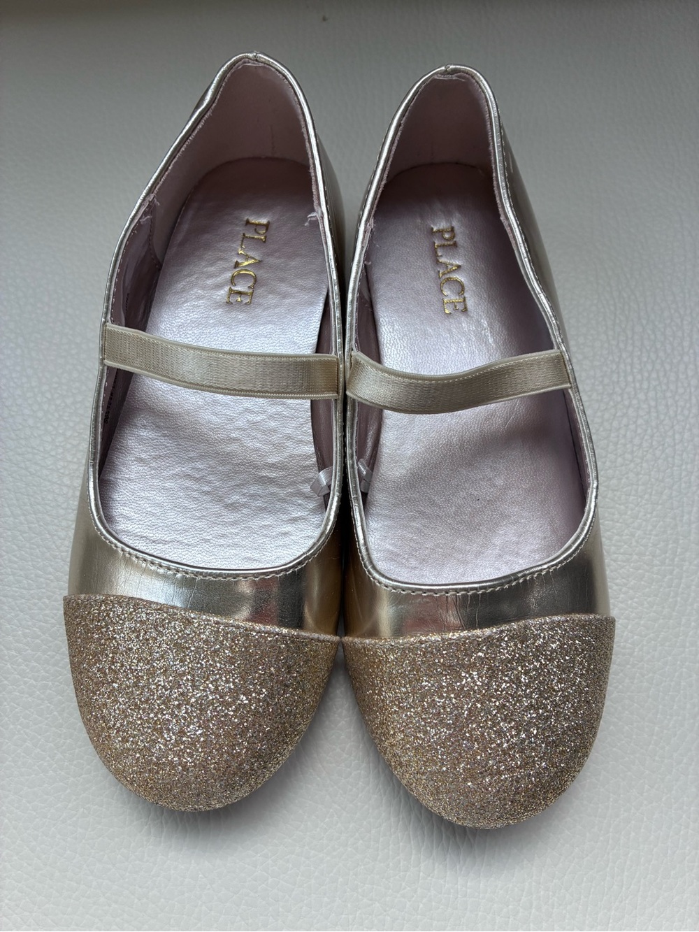 The Children's Place Gold Glitter Toe Ballet Flats -11